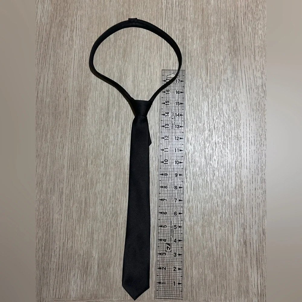 Black N Bianco Slim Black Neck Tie - Classic Solid (2” wide)